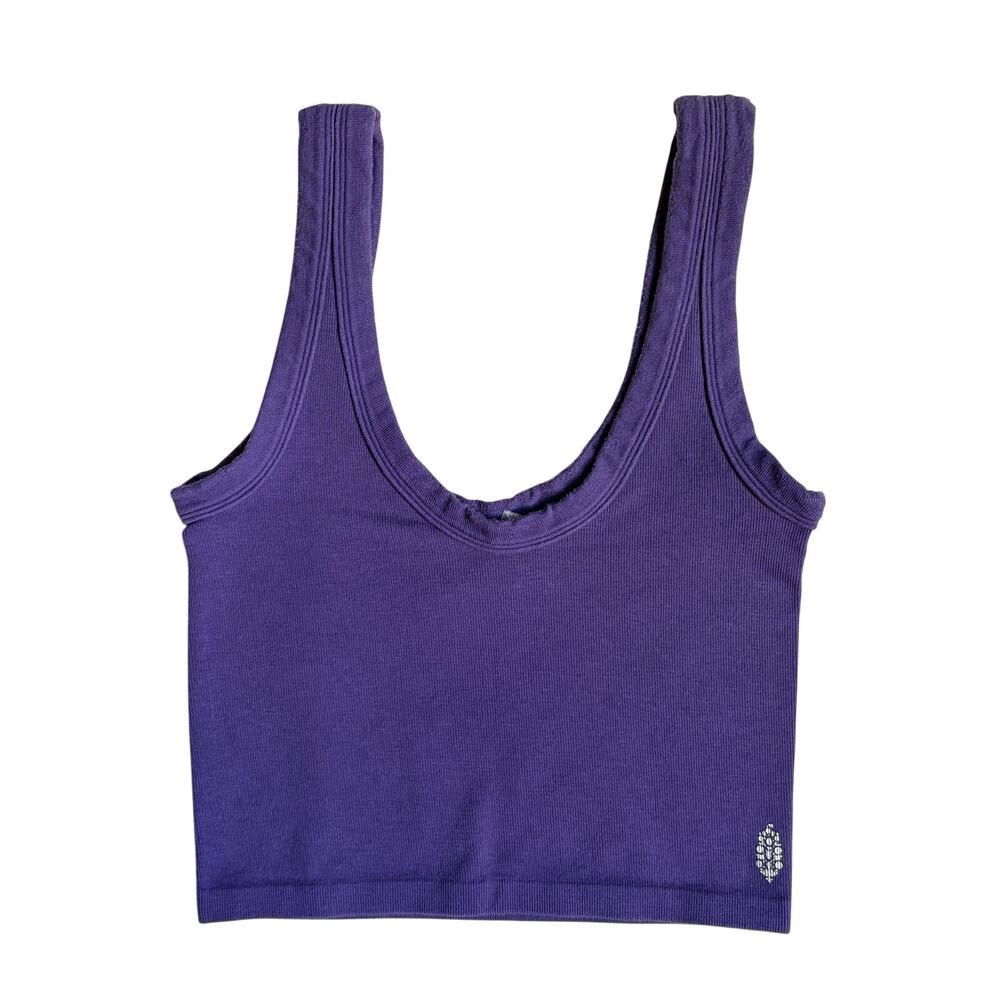 Free People Movement Cropped Ribbed Scoop Neck Tank Top (Purple) - XS/S